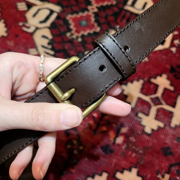 Brooks Brothers Chocolate Brown Leather Belt with Pouch Sz XS/S - Picture 5 of 6